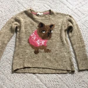Tan, wool sweater with puppy design